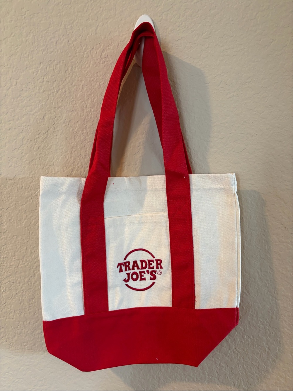 Red & White Canvas Tote Bag